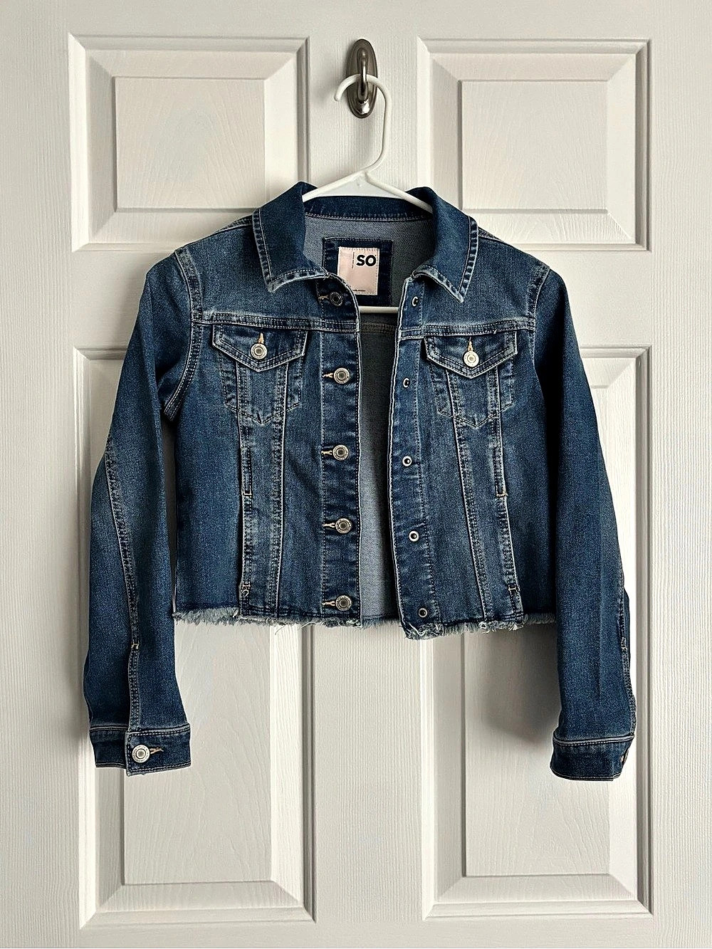 SO Girl's Cropped Denim Jacket in Blue